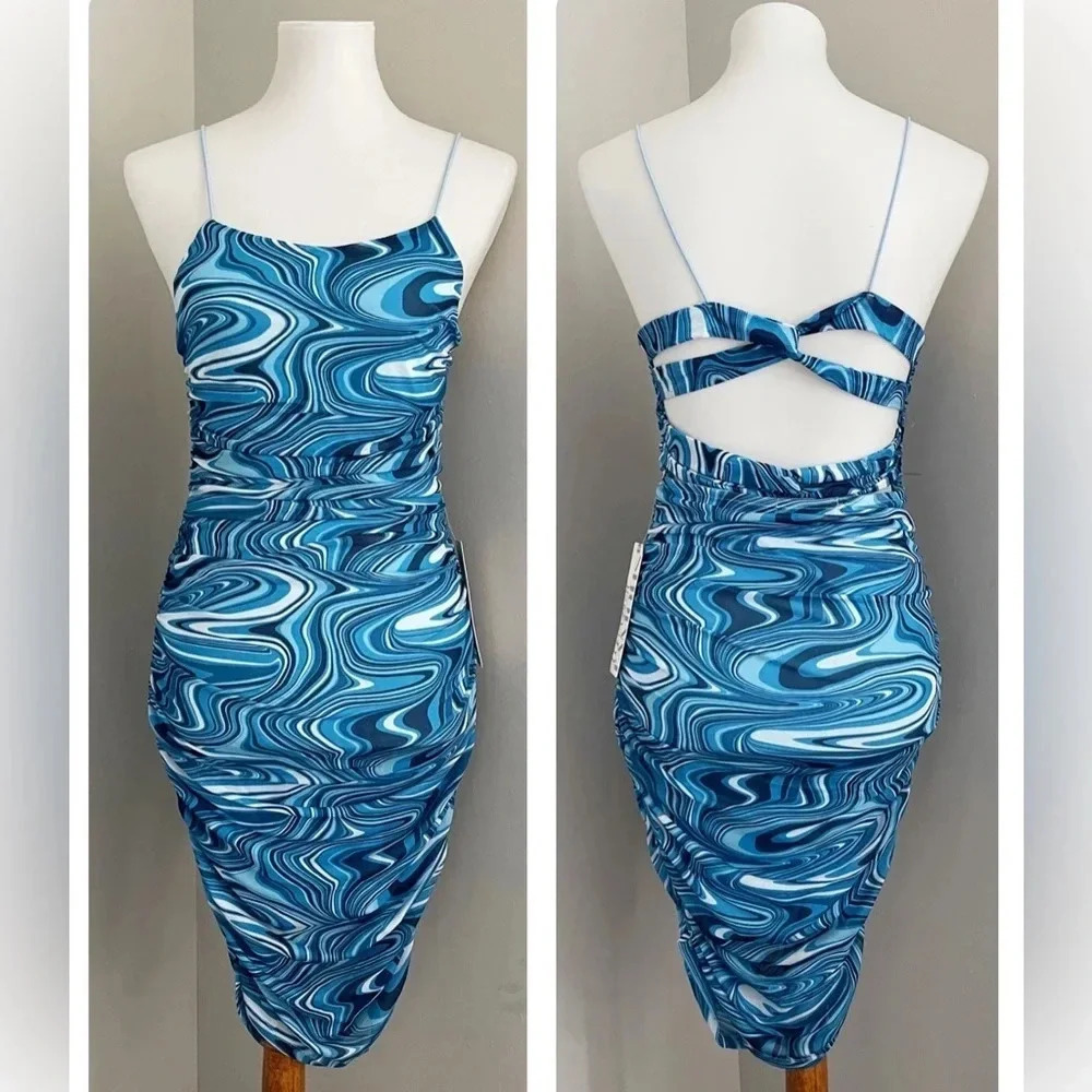 Open back ruched dress vacation Coachella girly mermaid